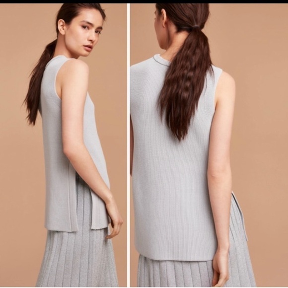 Wilfred Aritzia Palmier Sweater Side Split Knit Sleeveless Tank Top Gray Size M - Picture 11 of 11